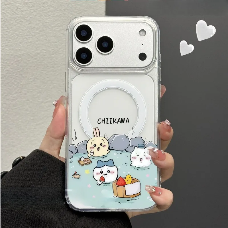 Cartoon Kawaii Applicable IPhone Phone Case Creativity Strong Adsorption HD Pattern Cute Fun Acrylic Material Good Feel Chiikawa