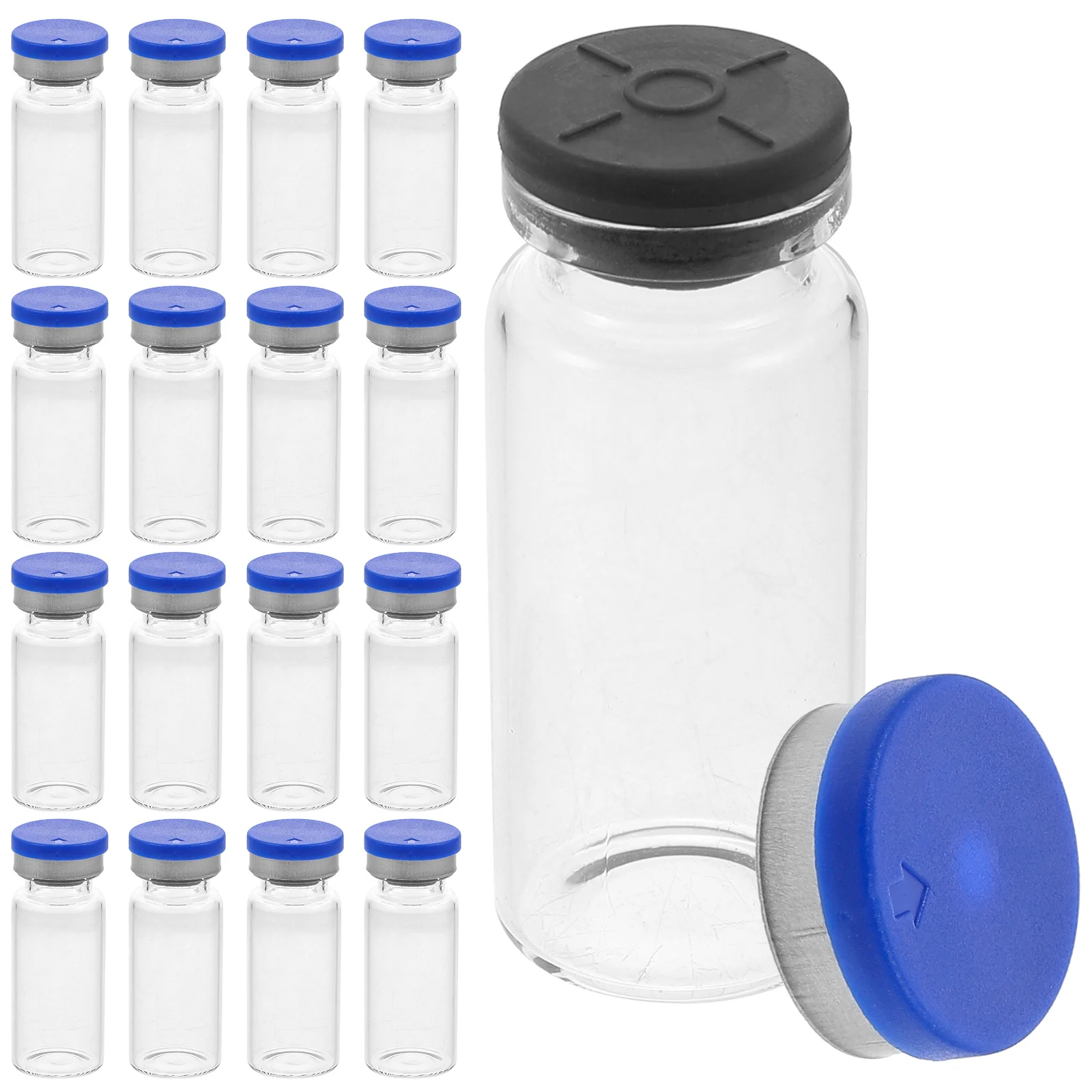 20 Pcs Freeze-dried Powder Bottle Clear Glass Bottles Sample Vial Experiment Transparent with Empty Cap Container