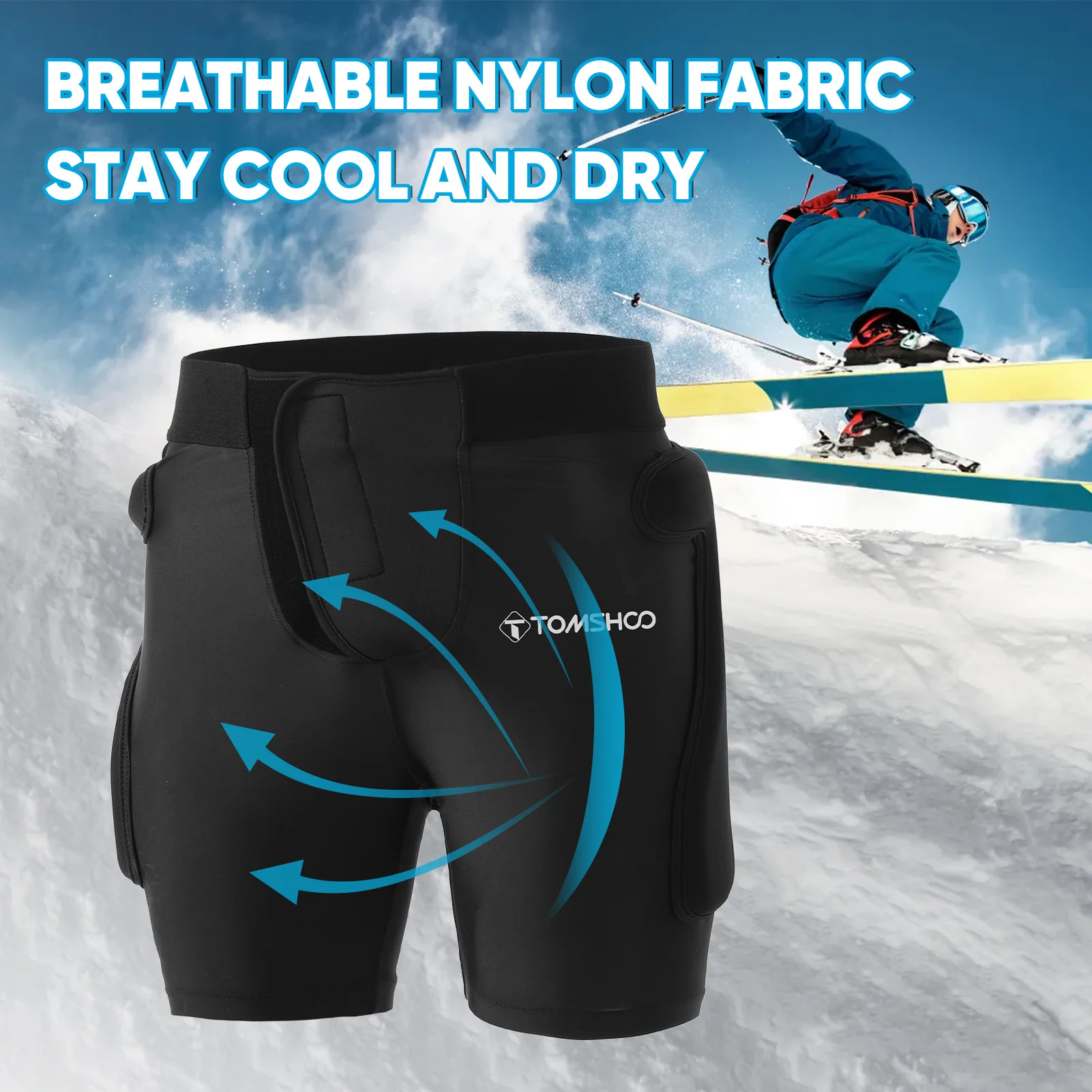 Protective Padded Shorts EVA Tailbone Pad for Skating Skateboarding Skiing Snowboarding