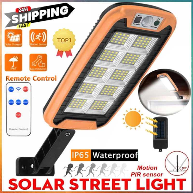 

Solar Street Lights Outdoor, Solar Lamp With 3 Light Mode Remote Control Waterproof Motion Sensor Lighting for Garden Patio Path