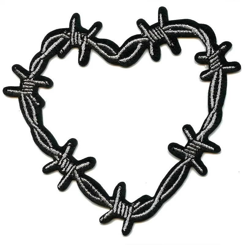 1 piece Wire Mesh Heart Patch Mood Dark Style Embroidered Ironing Patch