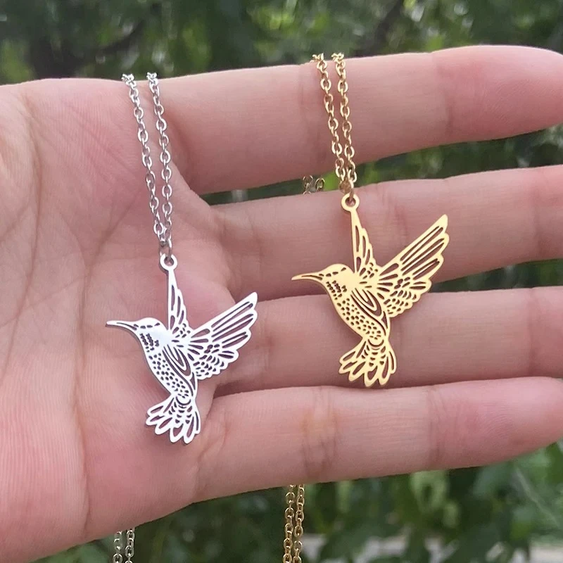 Wild Animal Necklace Stainless Steel Hummingbird Necklaces & Pendants Cute Eagle Phoenix Swallow Birds Necklace collares