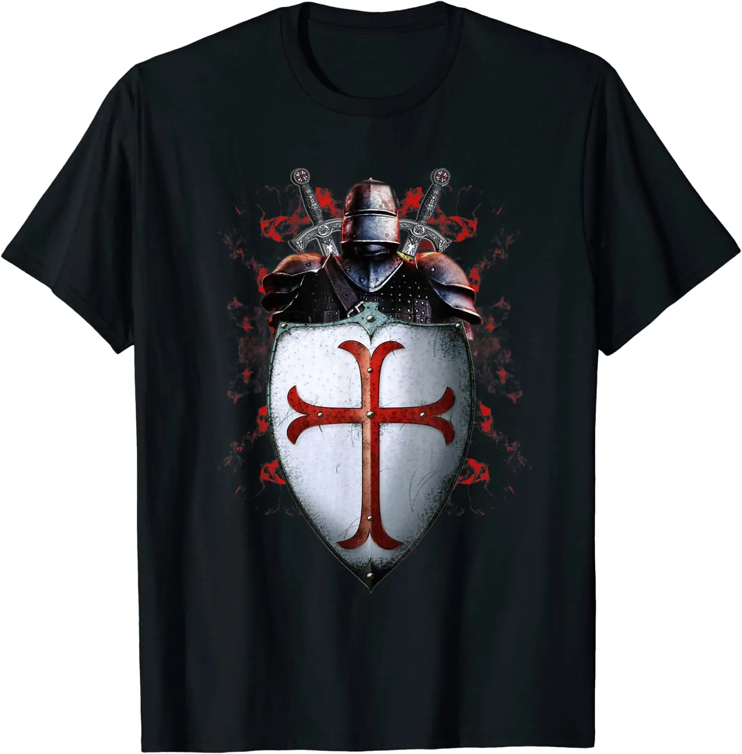 

Knights Templar Flag Helmet Cross Men T-Shirt Short Sleeve Casual 100% Cotton Summer T-Shirts