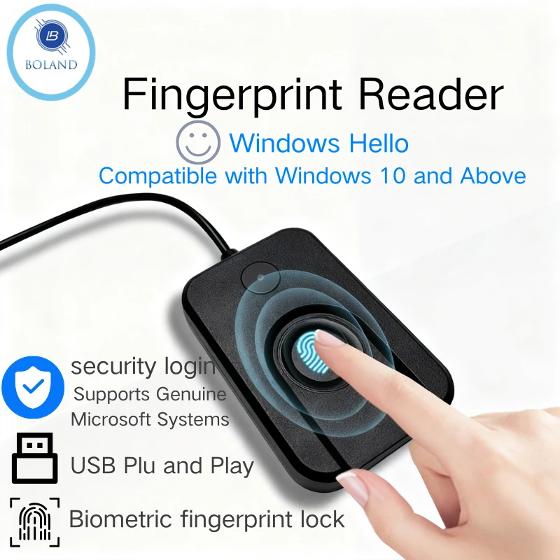 قارئ USB البيومترية بصمة تسجيل الدخول قفل الشاشة ل مرحبا ويندوز 10 11 وحدة الماسح الضوئي جهاز القياسات الحيوية مفتاح الأمان الآمن التيار المتناوب