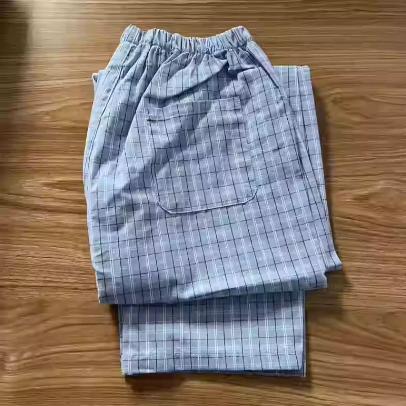 Pajama Pants For Men Washed yarn-dyed Cotton 100% Thin Plaid Pyjamas Couples Sleeping Bottoms Trousers Women