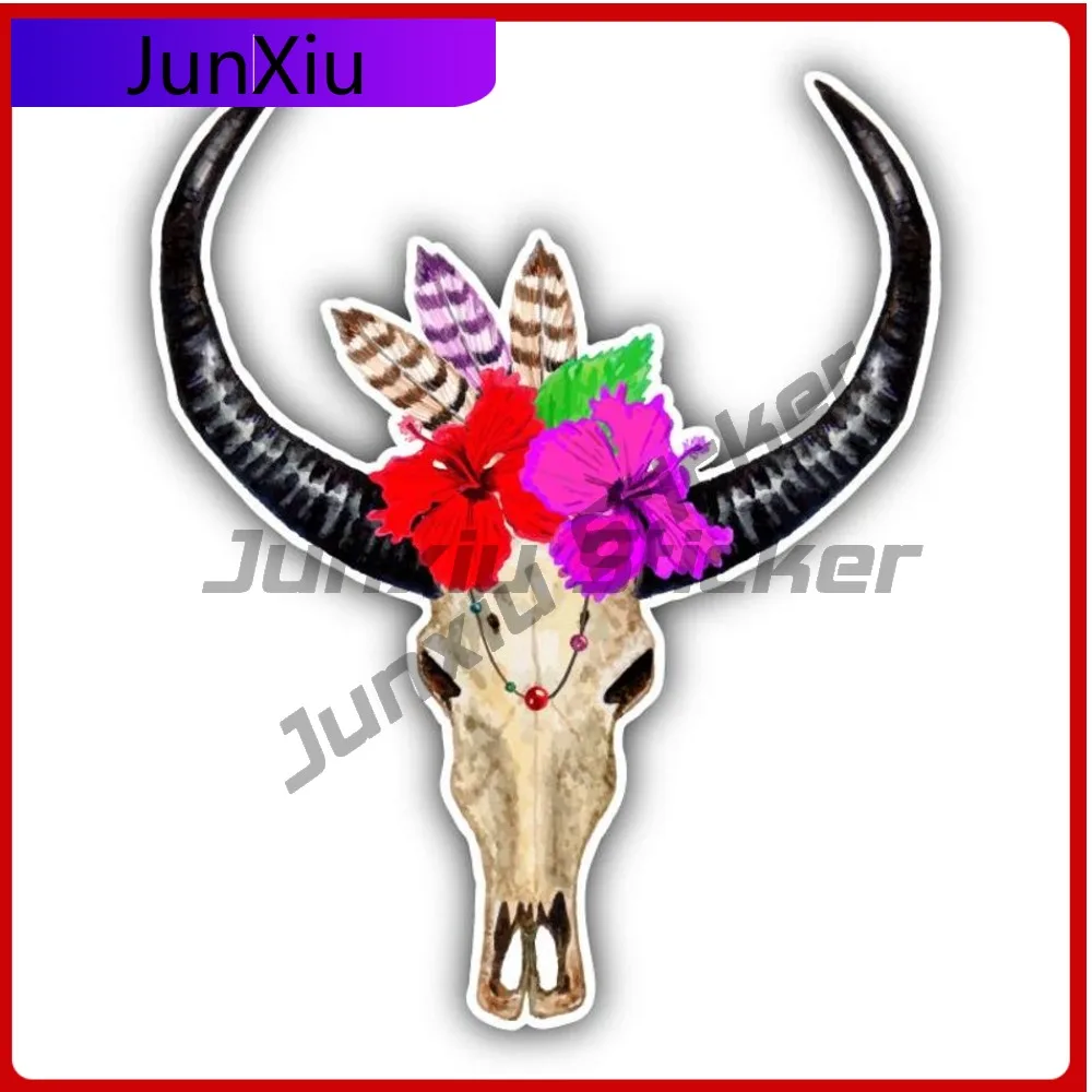 

Watercolor Buffalo Skull Car Sticker Decorative Decal Assecories Bumper Adventure Motorcycle Bumper Window Phone Stickers Waterp