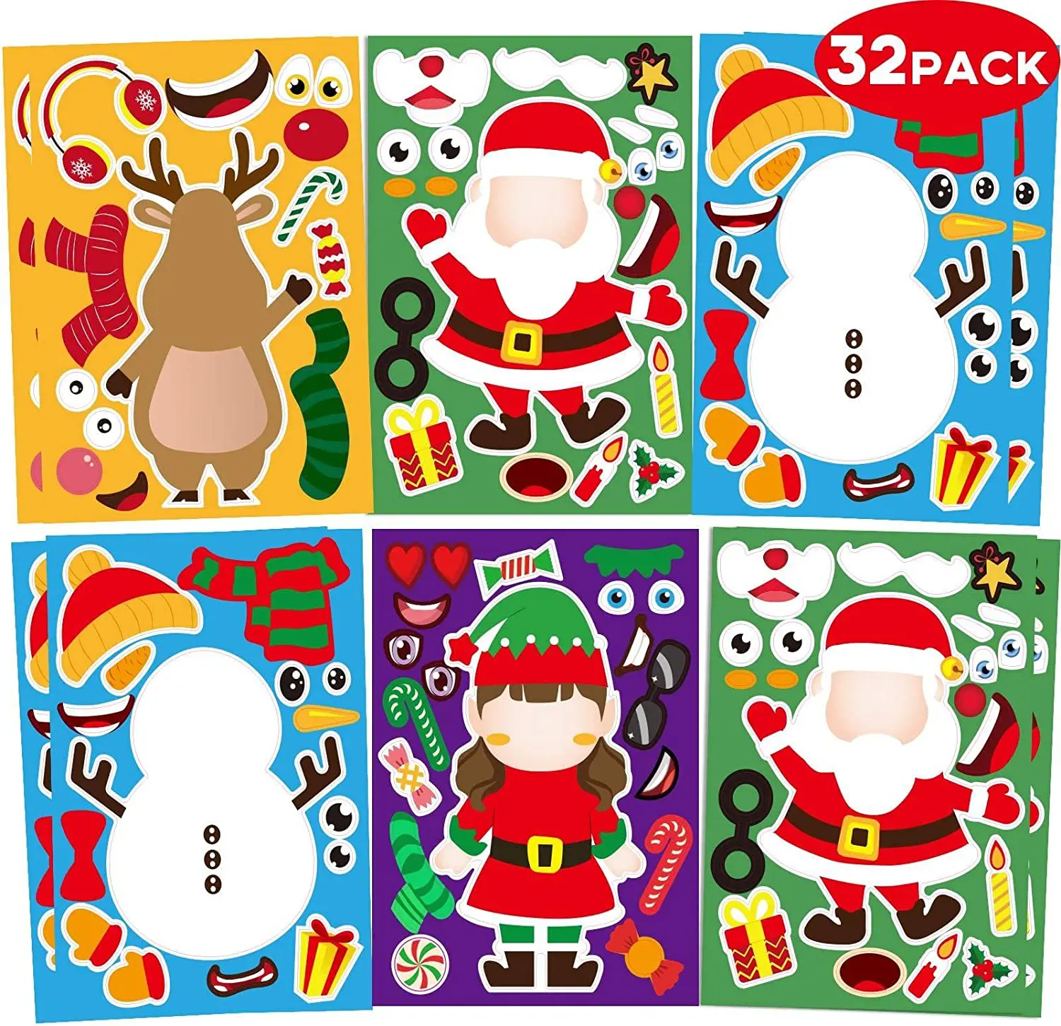 

Christmas Party Games Stickers for Kids Make Your Own Christmas Stickers, Kids Christmas Activities Sticker with Christmas Santa