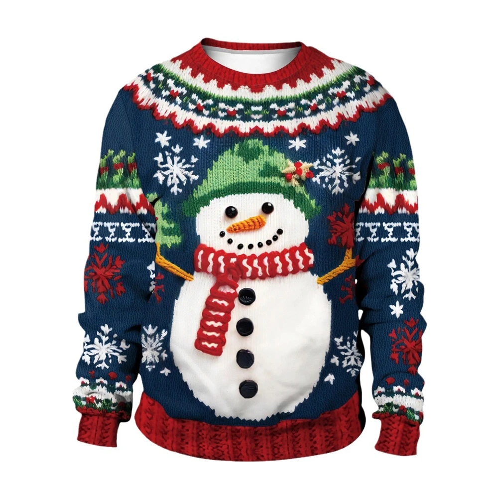 2024 popular European and American autumn and winter pullover women\'s clothing Santa Claus 3D print sweater, sweater, sweater, s