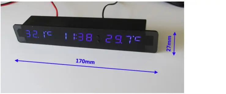 Imagem -05 - Medidor de Temperatura Interior e Exterior Monitor de Carro Auto Digital Led Tensão Tempo Temp Voltímetro Termômetro Relógio Dc12v