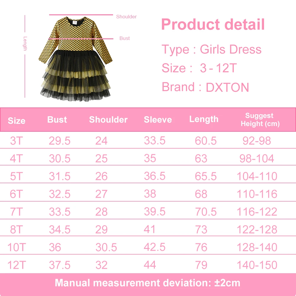 DXTON Gaun Pesta Anak Perempuan Putri, Gaun Natal Anak Berlapis Kue Jaring, Gaun Ulang Tahun Anak Perempuan, Pakaian Pesta Elegan Anak Perempuan