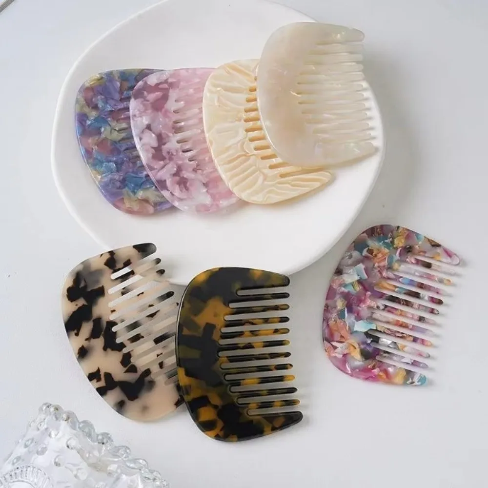 New Marble Pattern Hair Comb Marbled Cellulose Acetate Acetate Comb Rounded Teeth Ergonomic Scalp Massage Comb Travel Hair Care