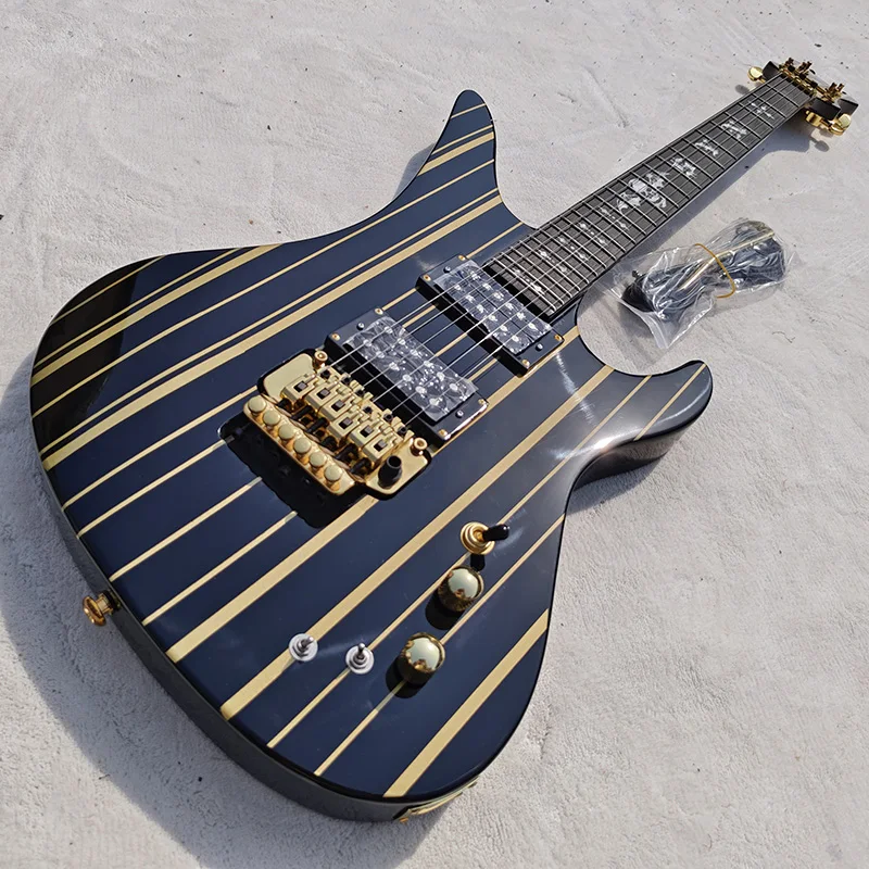 High quality electric guitar, Gold Strip Matador， with patterned body. In stock, fast shipping