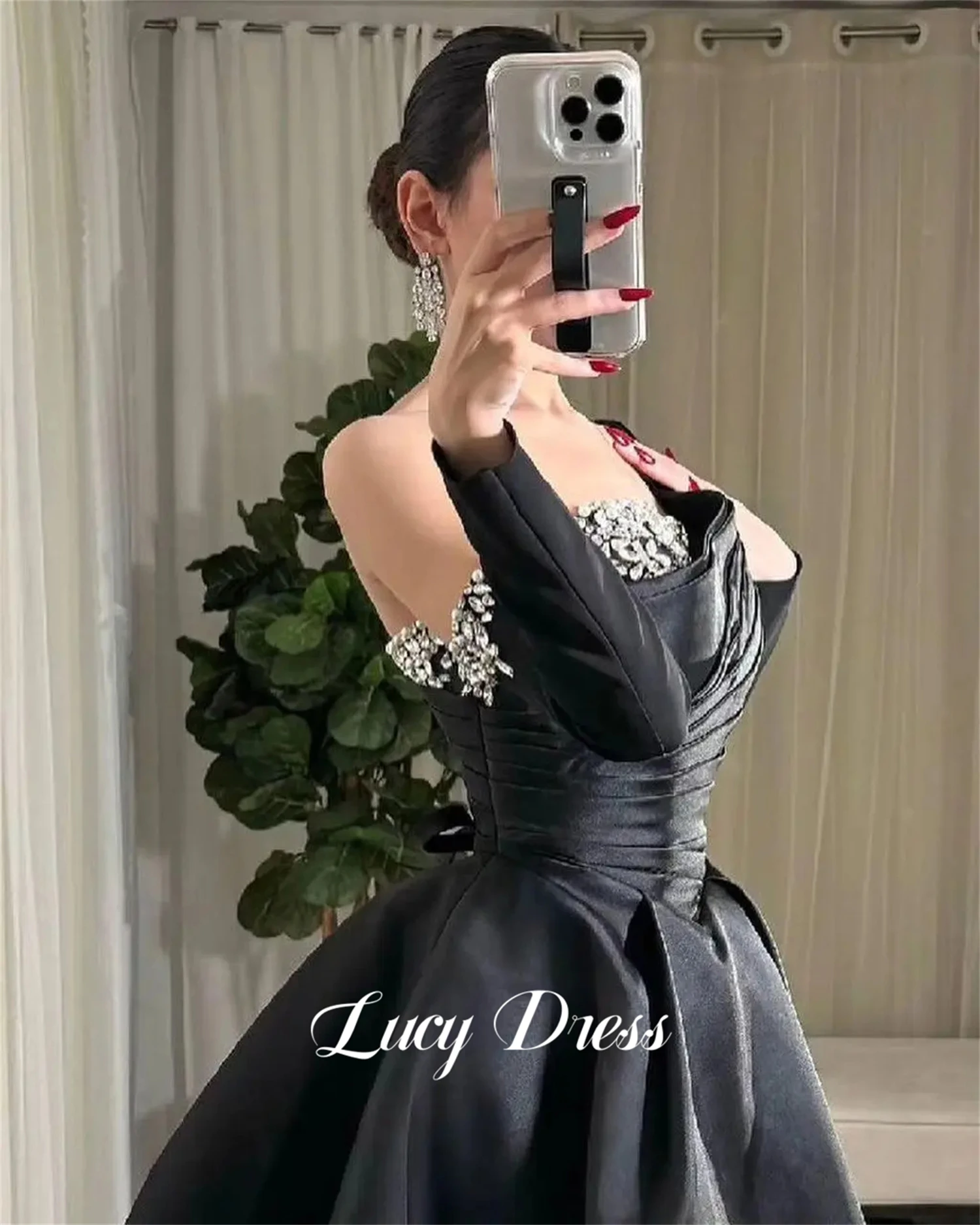 Lucy Formal Dress Ball Gown Evening Luxurious Decoration Line A Satin Black Elegant Woman Ceremony Dresses 2024