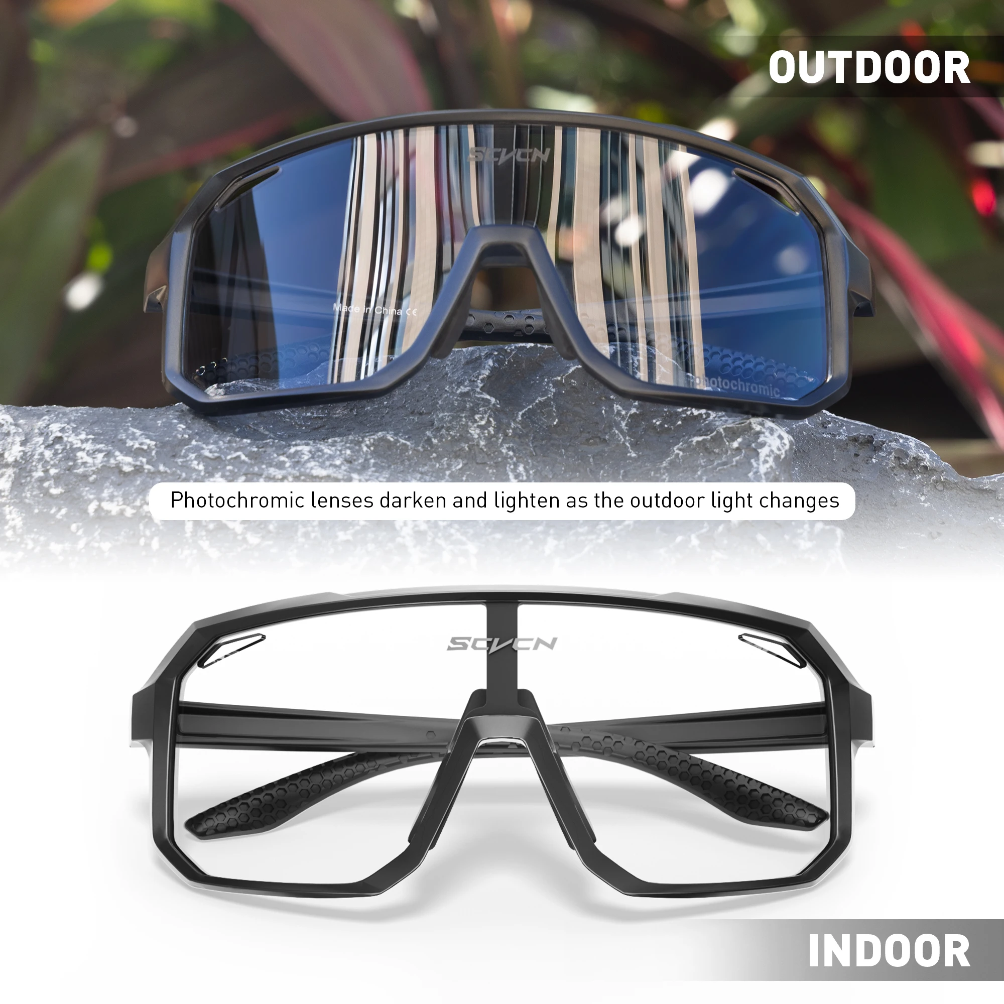 SCVCN في الهواء الطلق نظارات ركوب الدراجات الضوئية دراجة نظارات شمسية رياضية واضحة MTB BMX الرجال النساء تشغيل القيادة