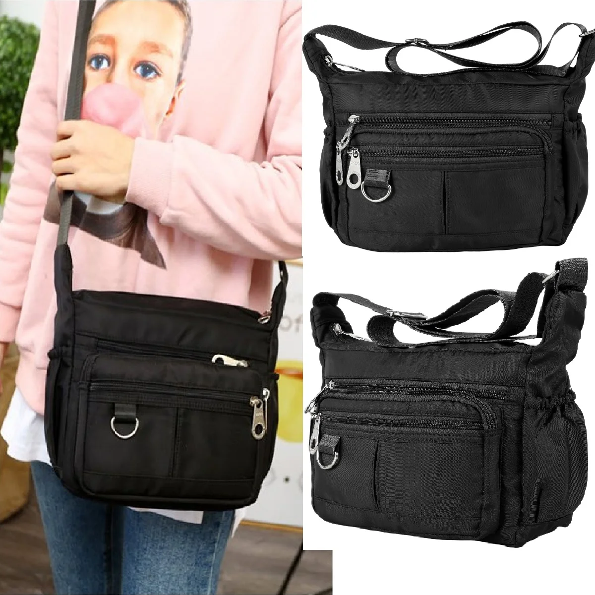 

Multi Pocket Messenger Handbag Women Crossbody Bag Large Capacity Oxford Cloth Crossbody Bag for Men Women Out Work Travel Pack