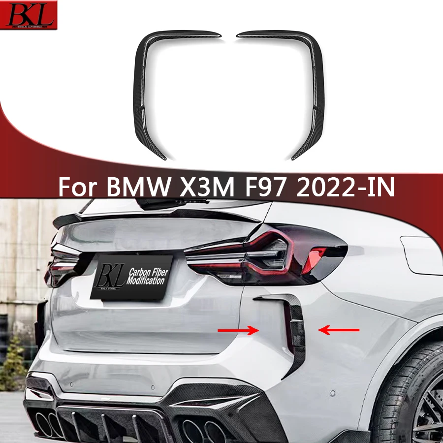 For BMW X3M F97 Dry carbon fiber rear bumper light frame wind knife modified rear bumper side wind knife auto parts decoration