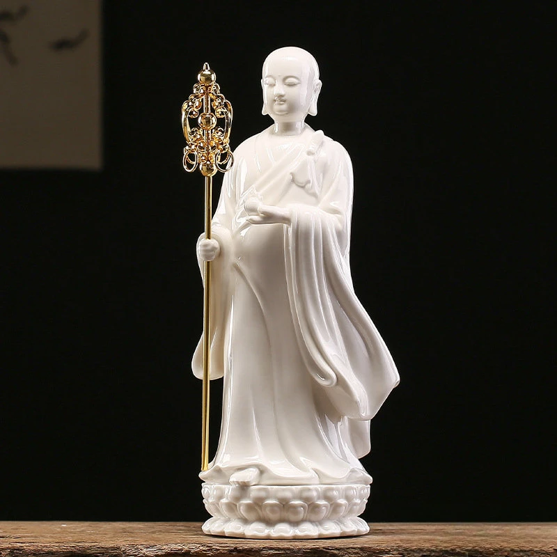 Classical Chinese Style Creative Display of Tibetan King Figure White Porcelain Buddha Statue Decoration of Bodhisattva Standing