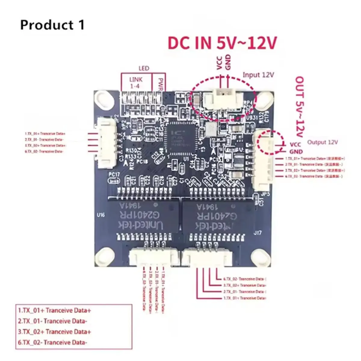 2026 NEW 38mm Ethernet Switch Industrial 4 Port 10/100M Network Ethernet Switch Power Input Temperature-40 to 75℃ 5-12V
