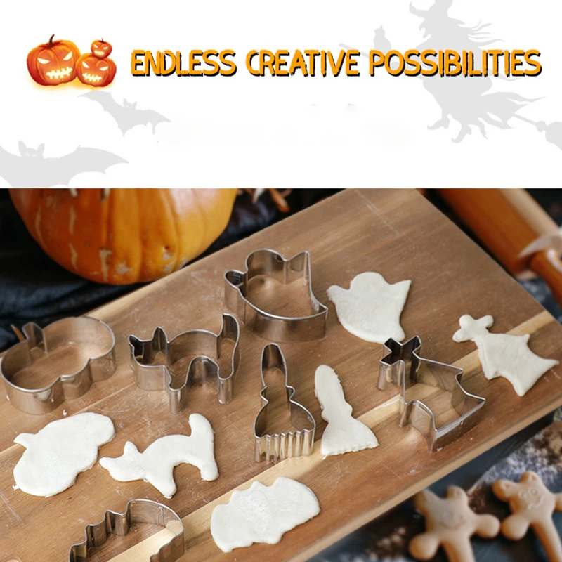 5/6/7/12PCS Halloween Cookie Cutter Metal Pumpkin Ghost Biscuit Mold Bat Biscuit Chocolate Mold Decorating Halloween Baking Tool - view 3