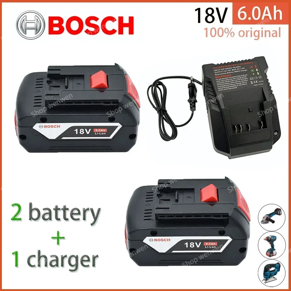 18V Original Lithium Battery BOSCH Battery Pack 6.0AH Original Tool Rechargeable Battery BAT609,BAT618, BAT610