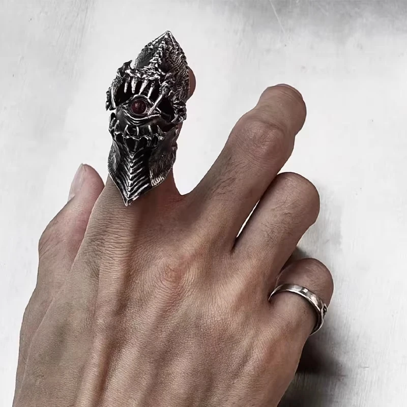 Outdoor Portable EDC Creative Dark Series Eye Teeth Armor Joint Ring Retro Punk Open Adjustable Ring