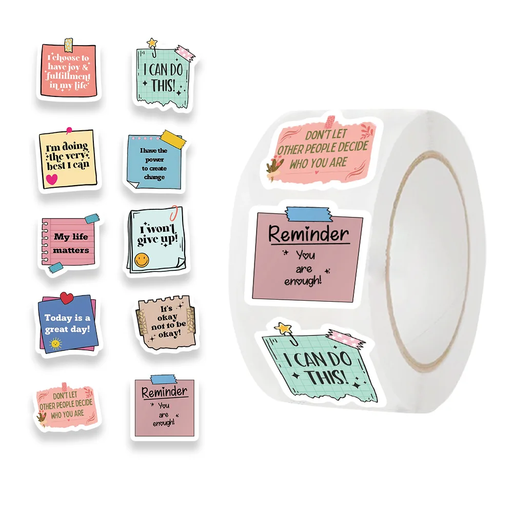 500pcs/Roll Inspirational Quote Stickers Motivational Positive Affirmation Sticker for Scrapbook Laptop Phone DIY Kids Toy