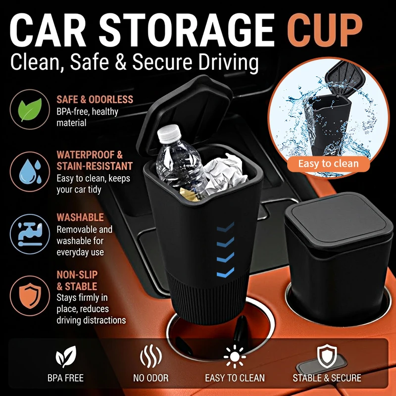 Car Cup Holder Drink Storage Bin Bag Organizer Box Interior Accessories