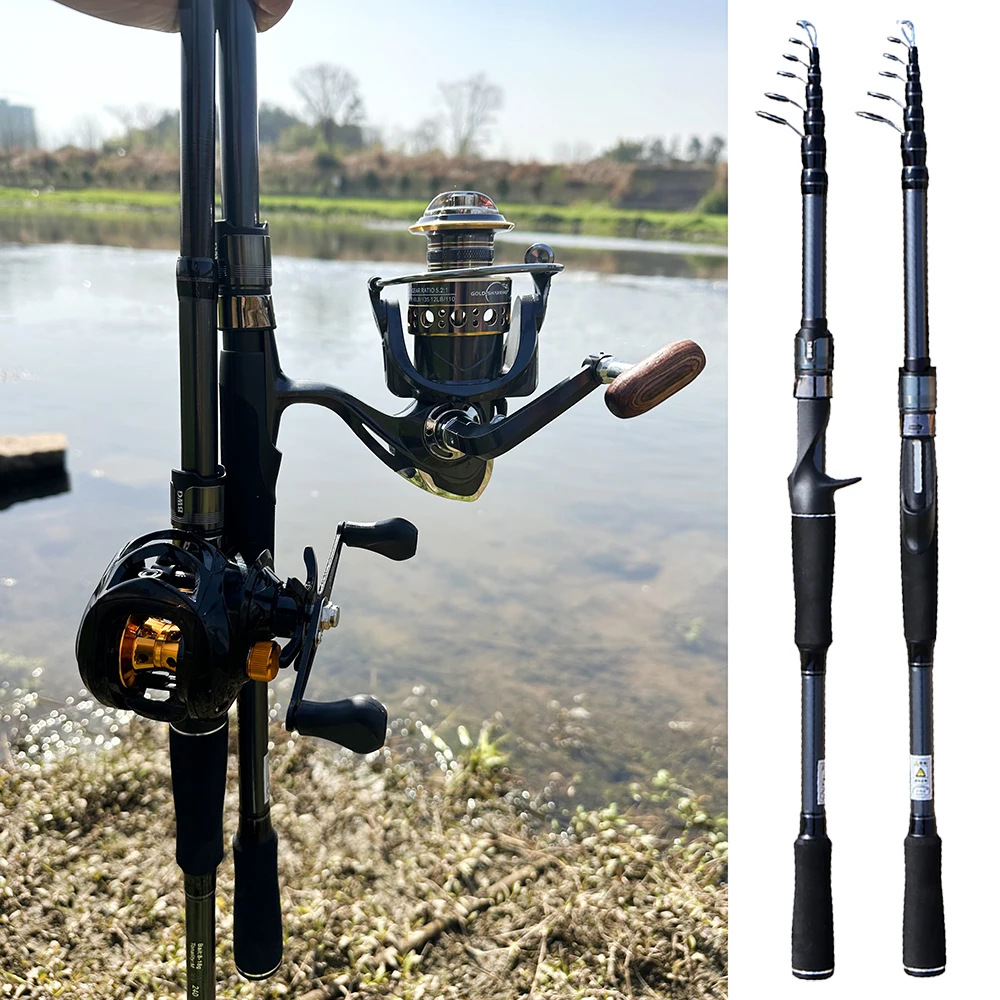 Imagem -06 - Telescópica Isca Vara de Pesca Kit de Carretel com Linha de Pesca Isca de Gancho Conjunto Completo Bass Fishing Rod Carretel de Fundição 8kg Max Drag 1.83.0m