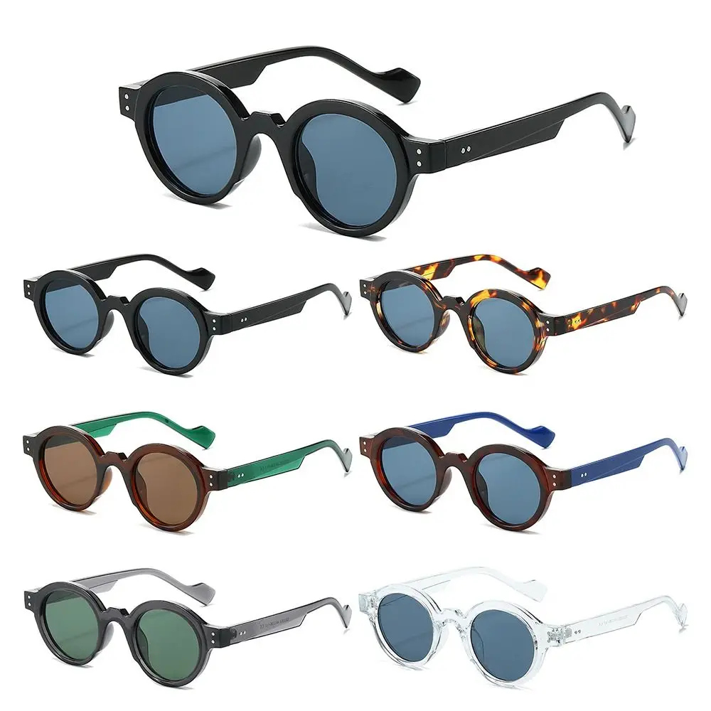 

Trending Double Color Round Sunglasses Clear Lens UV400 Punk Shades Rivets Decoration Retro Sun Glasses for Women & Men