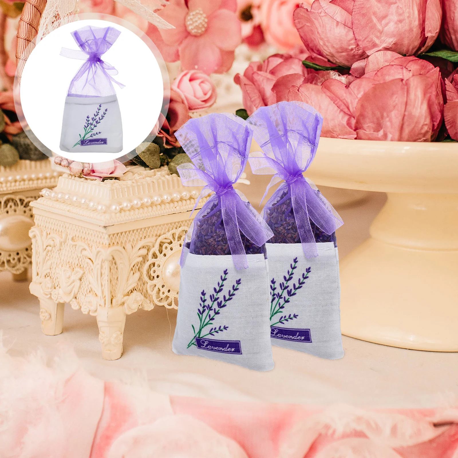 25-częściowe torby do pakowania Wedding Favor Lavender Drawstring Sachet Candy Small Gift