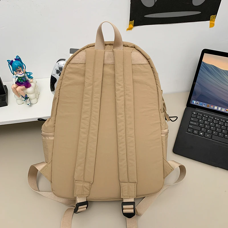 Waterproof Nylon Backpacks Women Large Capacity Solid Leisure Or Travel Bags Solid Black Light School Bags Korea Style Packages