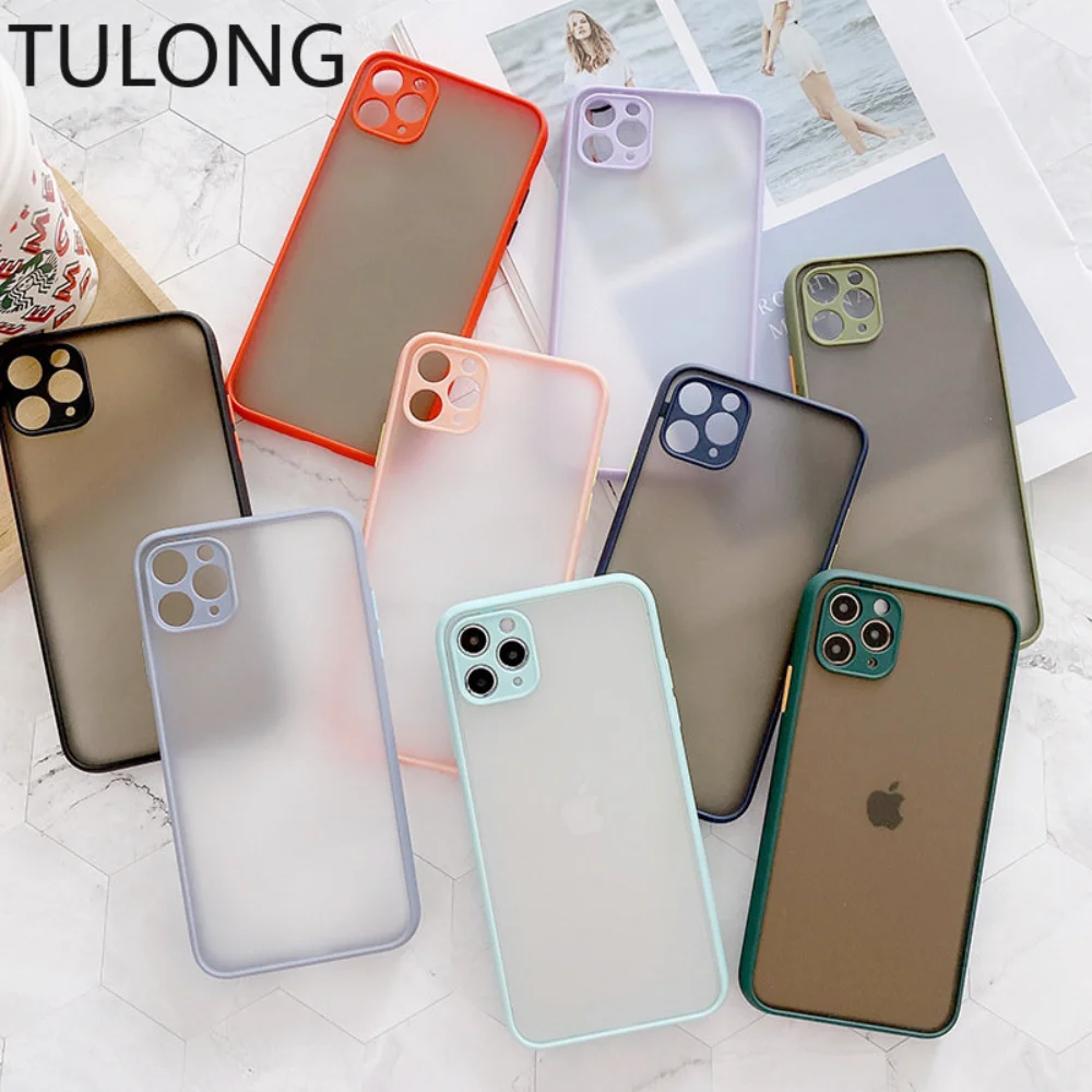 

TULONG Матовый Жесткий Чехол для IPhone 14 Pro Max ударопрочный бампер Прозрачный чехол для телефона IPhone 13 12 11 Pro Max XR X XS 6S 7 8 Plus чехол на айфон 11 чехол на ...