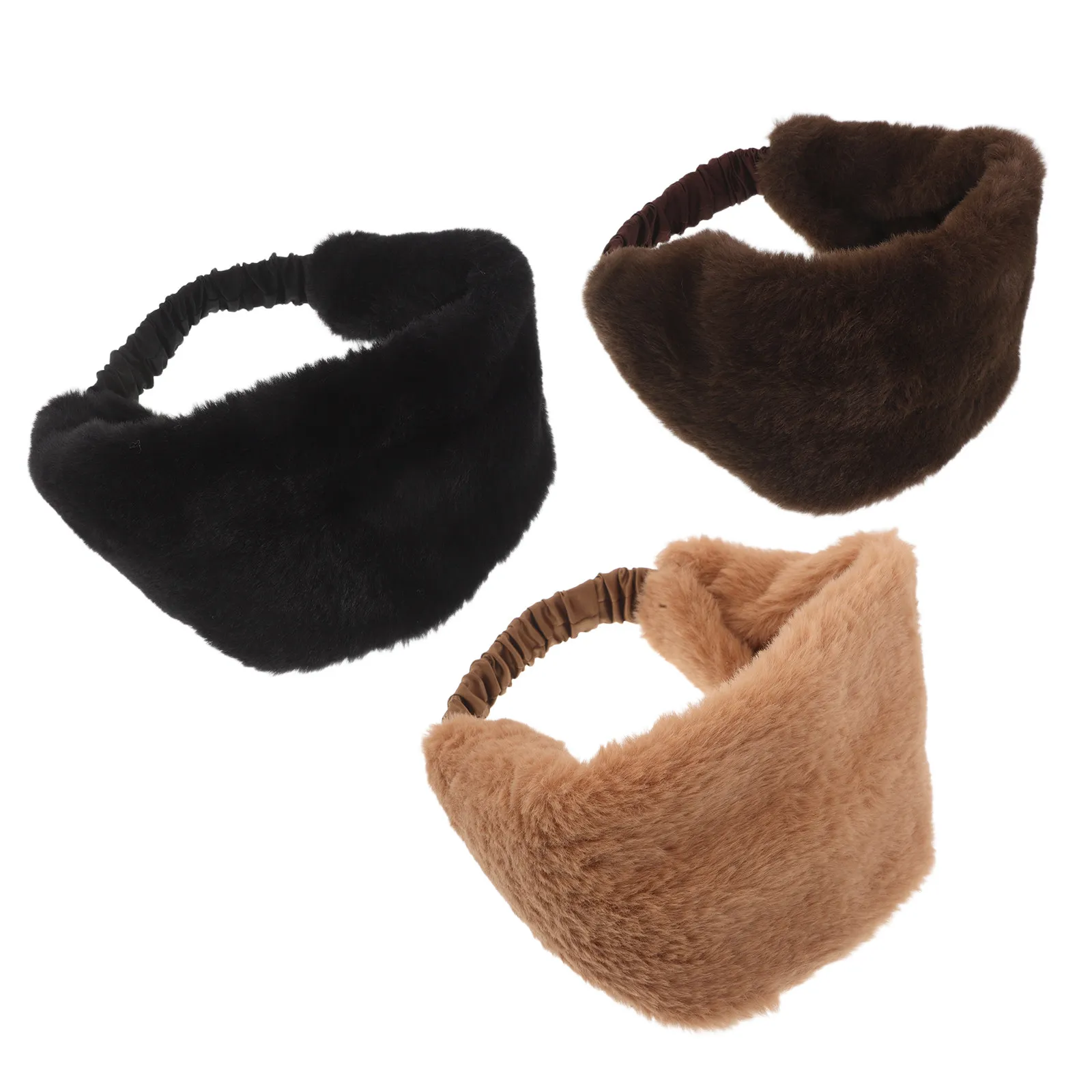 

3Pcs Faux Rabbit Hairbands Women Winter Wide Ear Warmer Elastic Headband Cold Weather Outdoor Sports