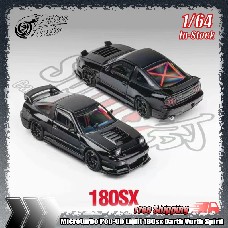 

New Microturbo Pop-Up Light 1:64 180sx Darth Vurth Spirit Simulation Alloy Miniature Die-Cast Car Model Custom Children Toy Gift
