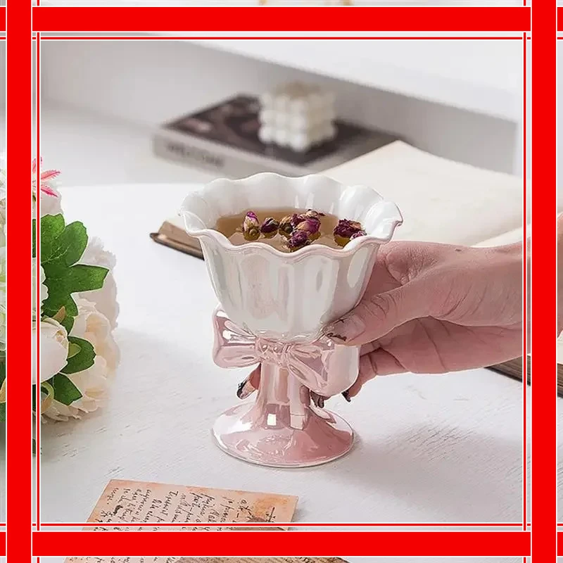 Cuenco de cerámica para postre con patas de helado, taza para leche, yogur, cereales, postre, plato para servir, ensalada de frutas, bandejas para pudín