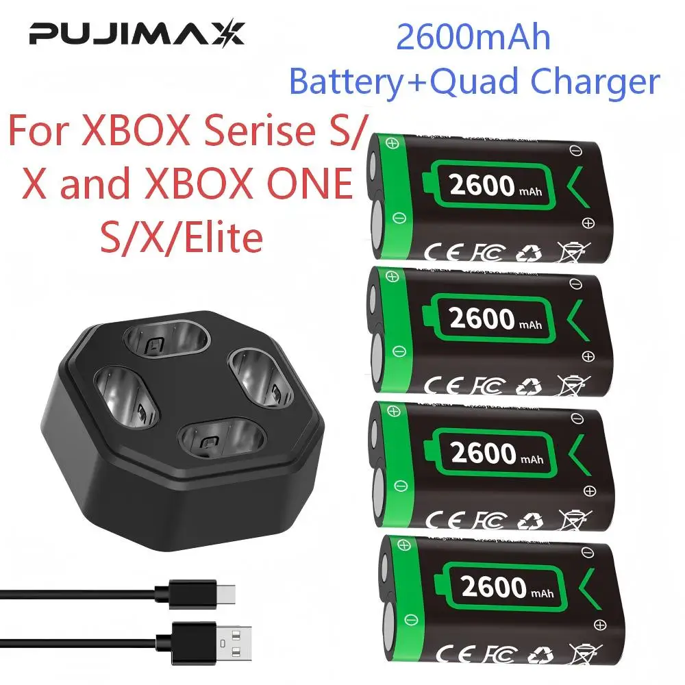 

PUJIMAX 2600mAh Digital Battery for Xbox-2600 + USB Charger for Xbox One/Xbox Series X/Xbox One S/Xbox One X/Xbox One Elite