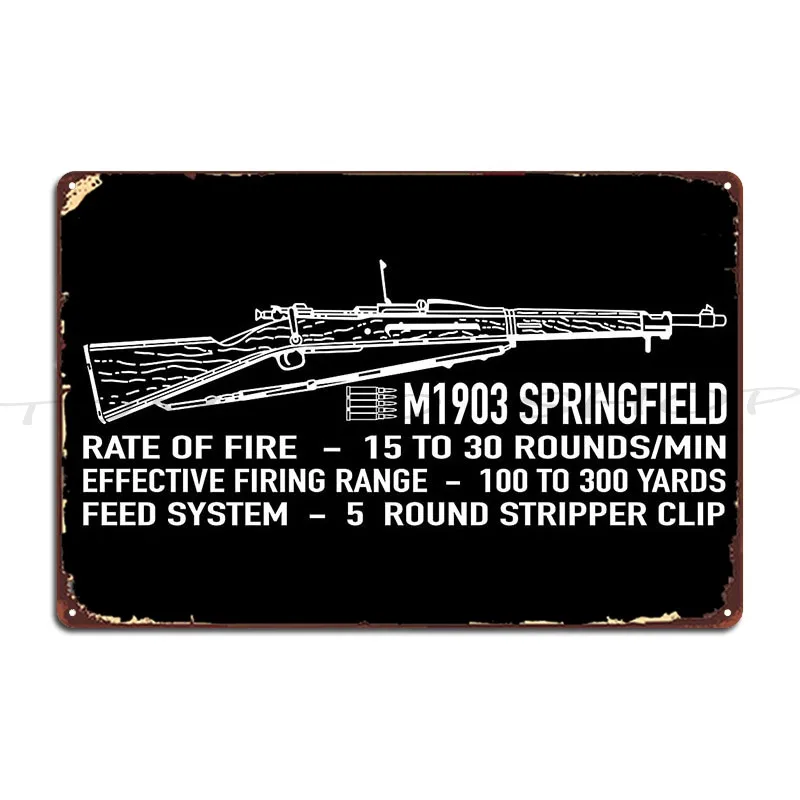 M1 Garand Rifle Patent Black American Weapons of WW2 Infographic Diagrams  Metal Sign Poster