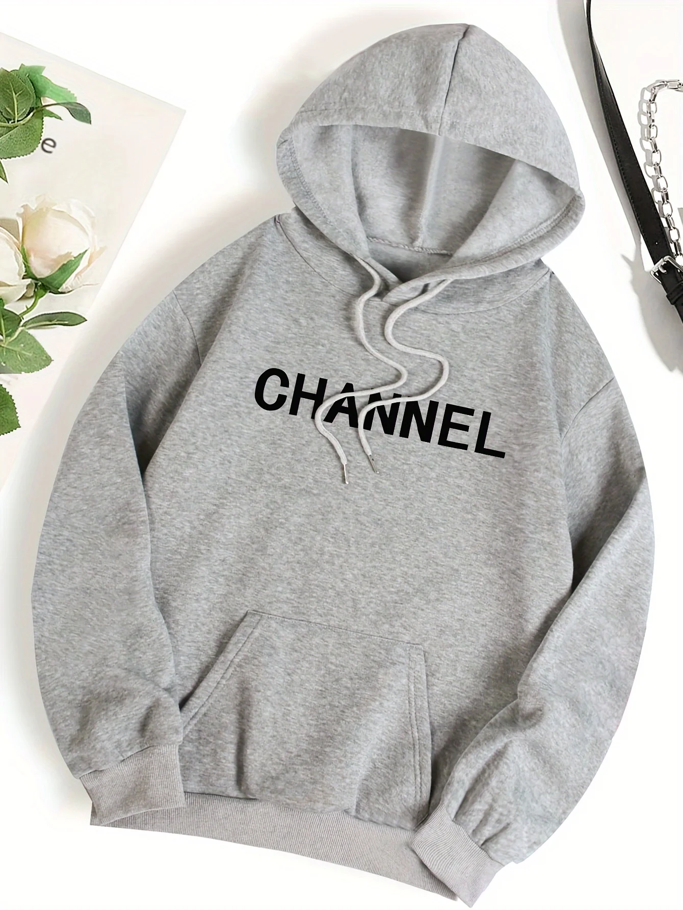 Women's CHANNEL Print Sweatshirt Female Fashion All-Match Street Hoody Crewneck Casual Hoodies Pullover Oversize Clothing