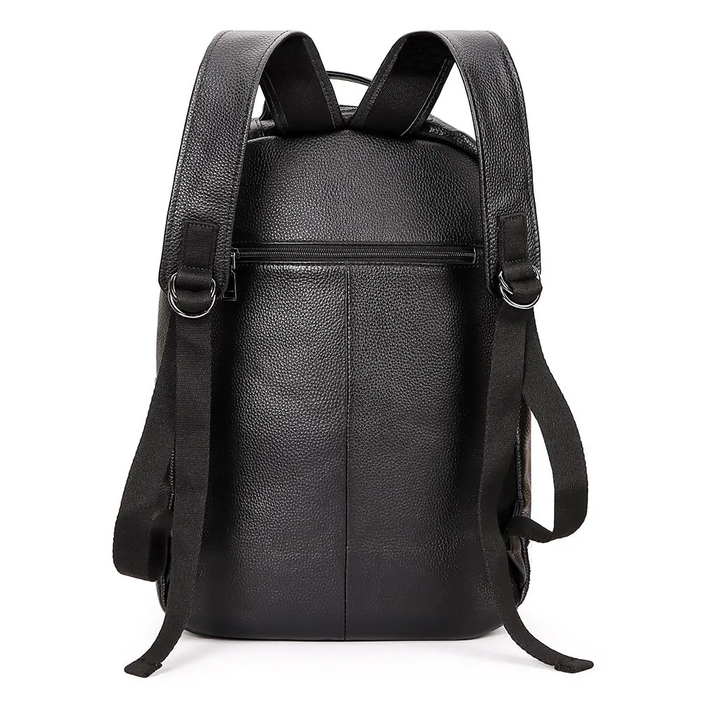 HUMERPAUL High Quality Fashion Genuine 15.6 Inch Leather Backpack Laptop Men Bagpack Student School Bag Backpack Knapsack Black