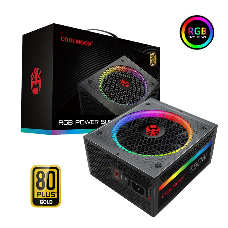 

Power Supply 500W Fully Modular 80 Plus Gold Certified RGB Power Supply 140mm Fan ATX PSU Computer PC Gamer Power Supply