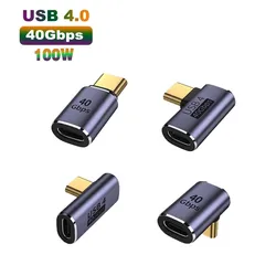 USB4.0 40Gbps  type C 90 degree Adapter 100W 5A USB C to Type C Fast Charging Converter USB C Data Adapter For Macbook 8K60HZ