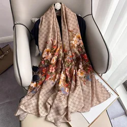 2024 Hot Sales Spring Scarf Women's Luxury Design Scarf Silk Smooth Scarf Soft Muslim Headband Shawl Beach 90x180cm