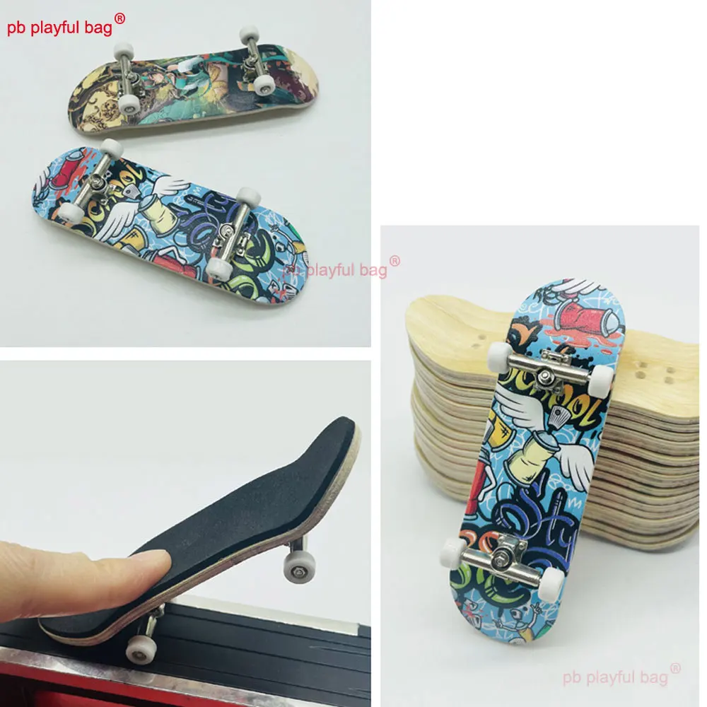 Finger Skate Boarding 30*100mm Wooden Fingerboard Party Fun Gifts Creative Toys Cartoon Pattern Kids Toy ZG335