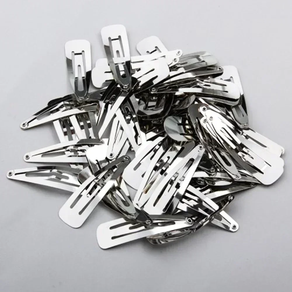 

50pcs/lot New Silver Tone Snap Hair Clips 30mm 40mm 50mm Craft Bow for Girls Kids Boutique Hairs Accessories Headwear Gifts