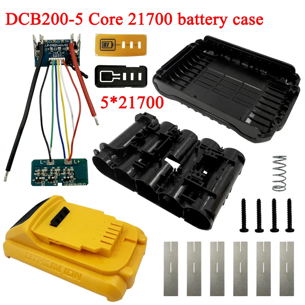Power Tool Lithium Battery Protection Circuit Board PCB for Dewalt 18V 20V DCB200 5*21700 Li-ion Battery Case Box Shell Housings