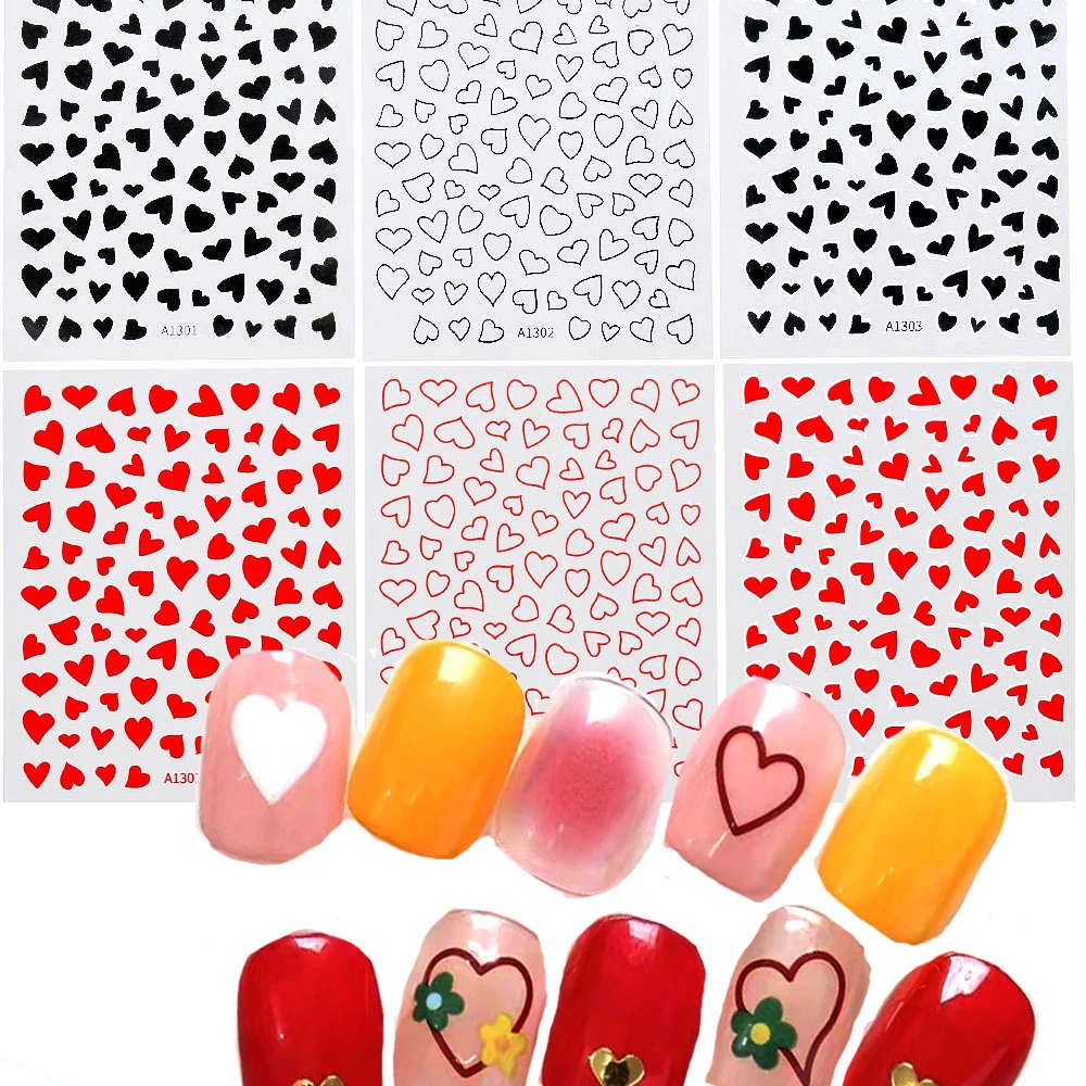 Nail Stickers Waterproof 103x80mm Nail Art Accessories Nail Supplies Nail Accessories Full Luster Sticker Heart Nail Sticker