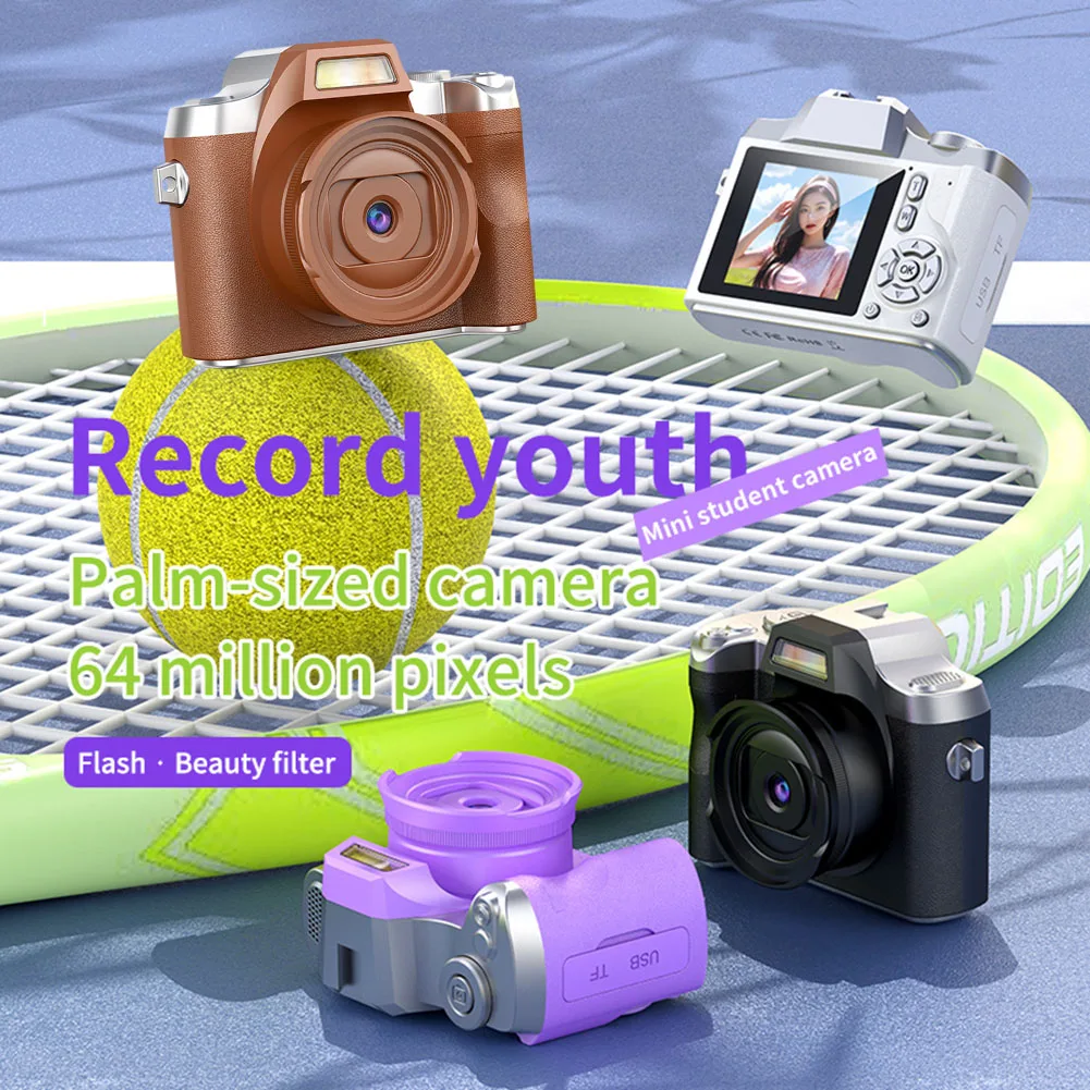 64MP Mini Camera 1080p Digital Camera Portable Digital Photography Camera Video Recorder Battery Dock for Teens Adult Beginner