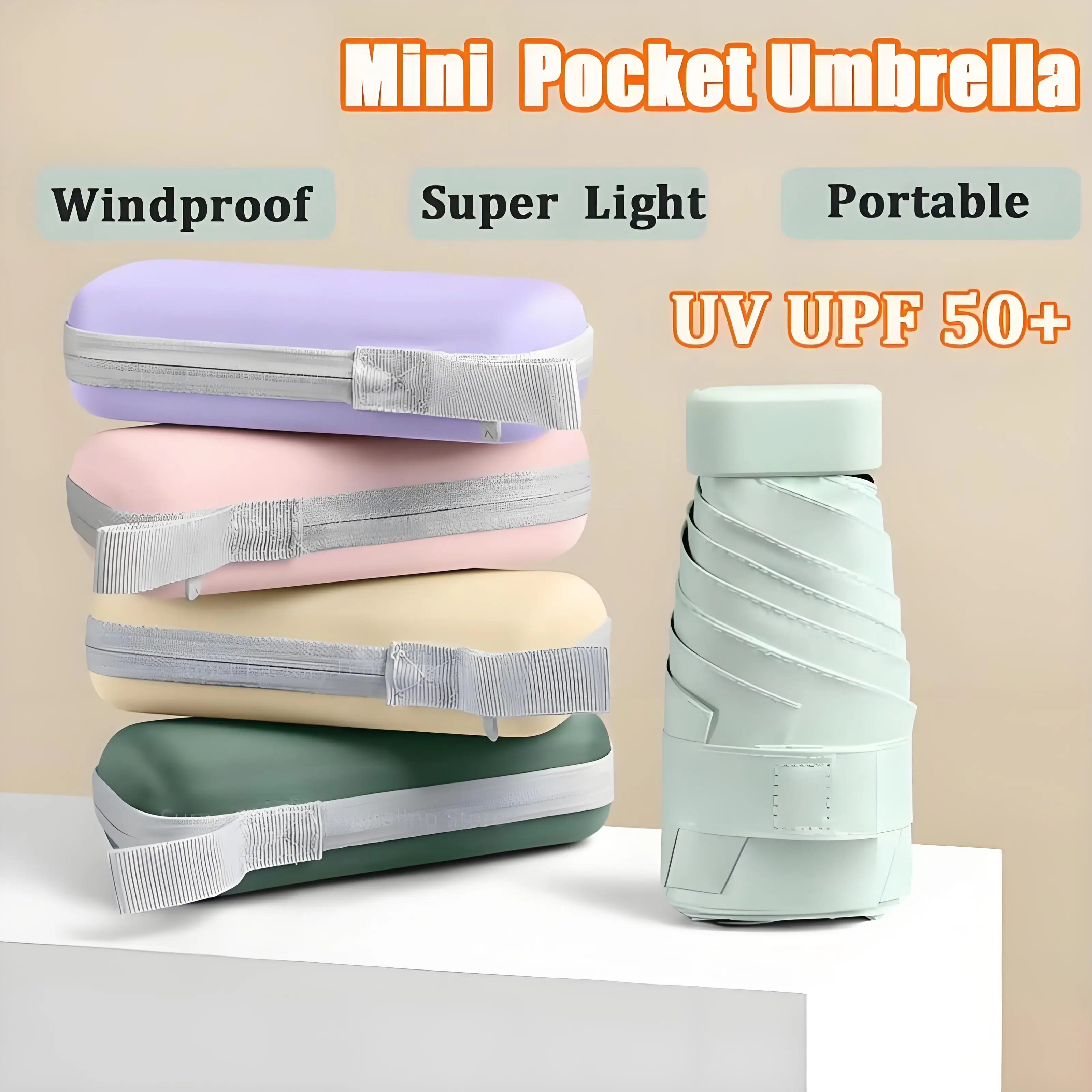New UPF50+ Mini Compact Pocket Umbrella for Women Light 5 Folding Sun Protection Sun and Rain Small Card Bag Umbrellas