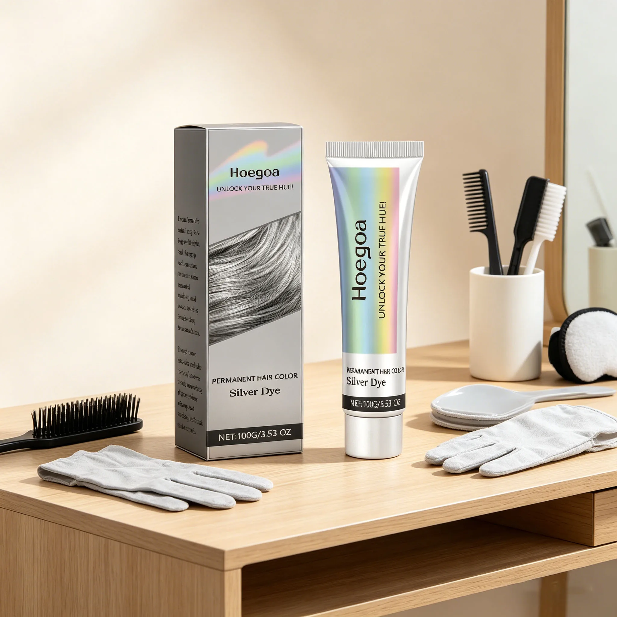 Gray Hair Dye Cream Quick Color Professional Covering HAIR Sliver Grey Smoky Style DIY Styling No Irritating Dye Hair Nourishing