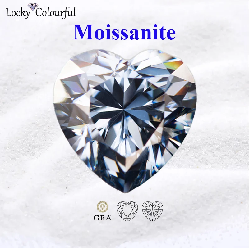 

Moissanite Heart Shape Gray Color Top Quality Beads for Charms DIY Jewelry Making Necklace Rings Materials with GRA Certificate